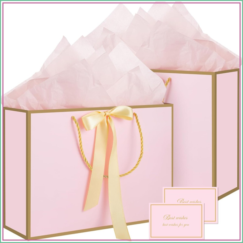 Baby Products Gift Card - Różowe torby prezentowe z uchwytami, średnie